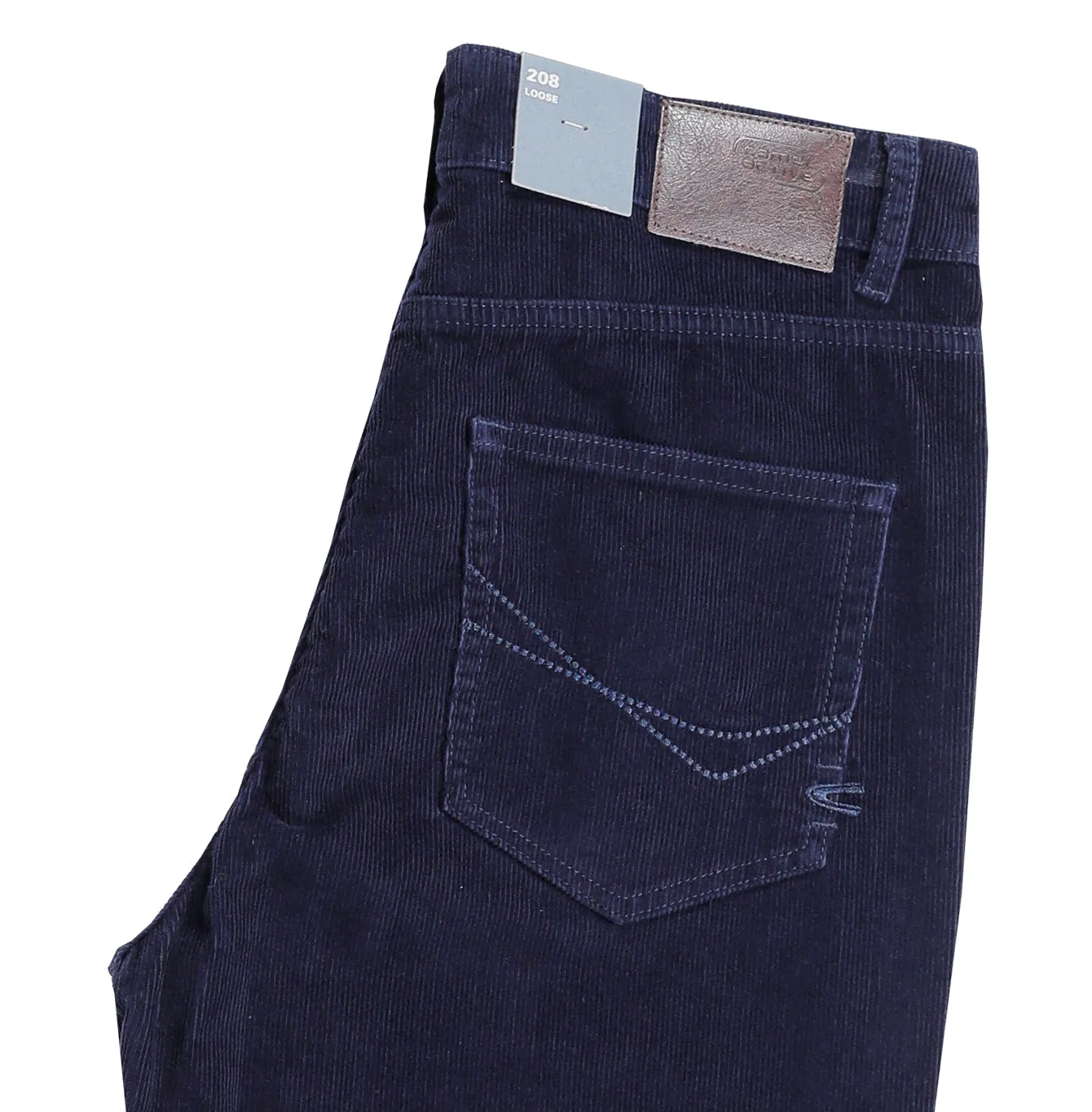 camel active Men Chino Trousers in 208 Loose Fit with 5 Pockets in Navy Blue Corduroy 9-208SS25CDB528