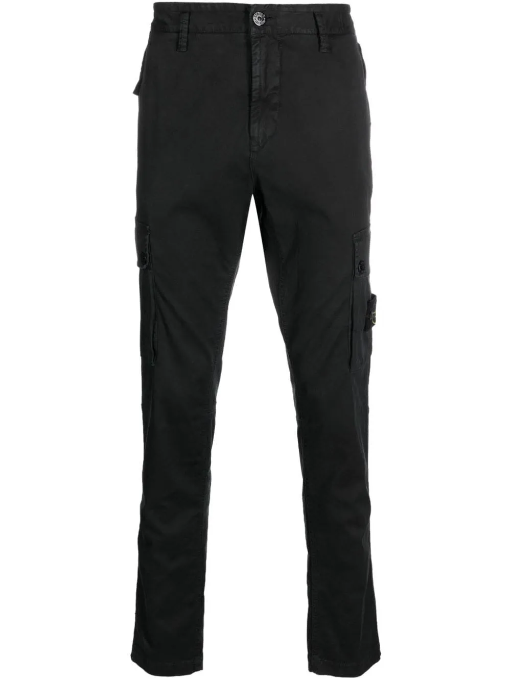 COMPASS-MOTIF COTTON TAPERED TROUSERS