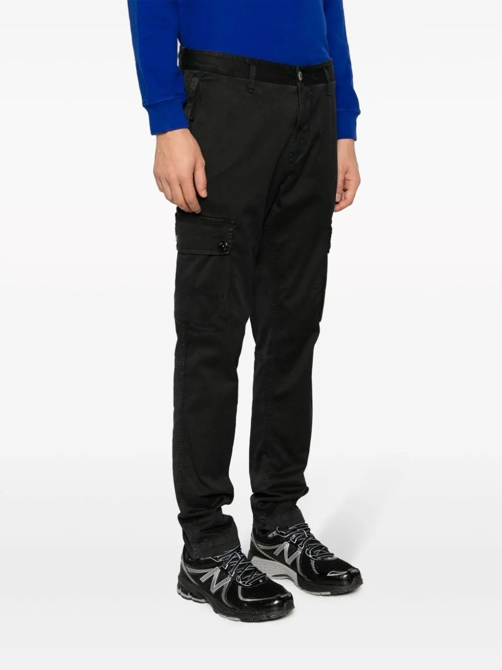 COMPASS-MOTIF COTTON TAPERED TROUSERS