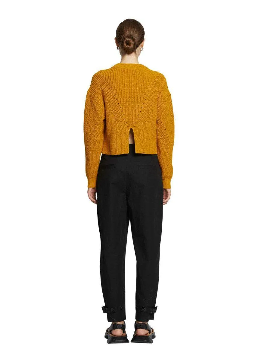 cotton linen tapered pants - Black