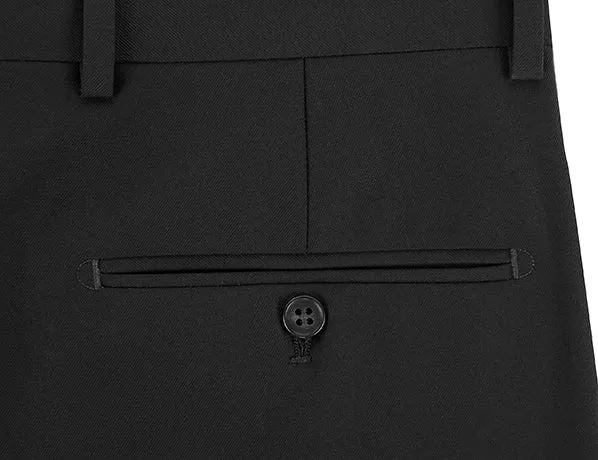 Dress Pants Regular Leg Un-Hemmed Bottoms in Black