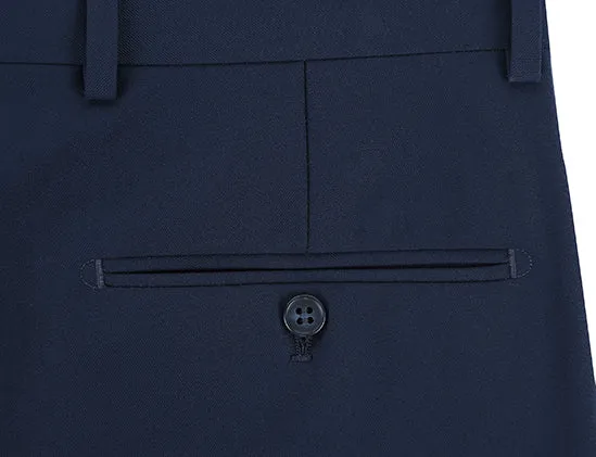 Dress Pants Regular Leg Un-Hemmed Bottoms in Navy