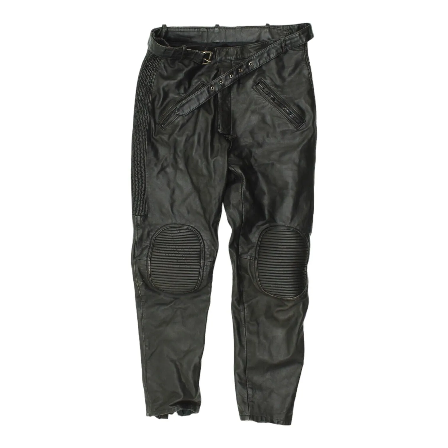 Echt Leder Mens Black Leather Motorcycle Trousers | Vintage Biker Pants VTG