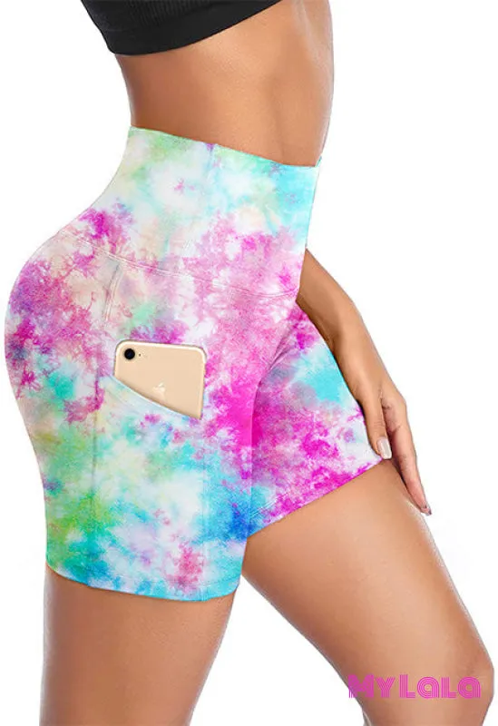 Extra Curvy Pocketed Gym Shorts 20-26 (Tie Dye)