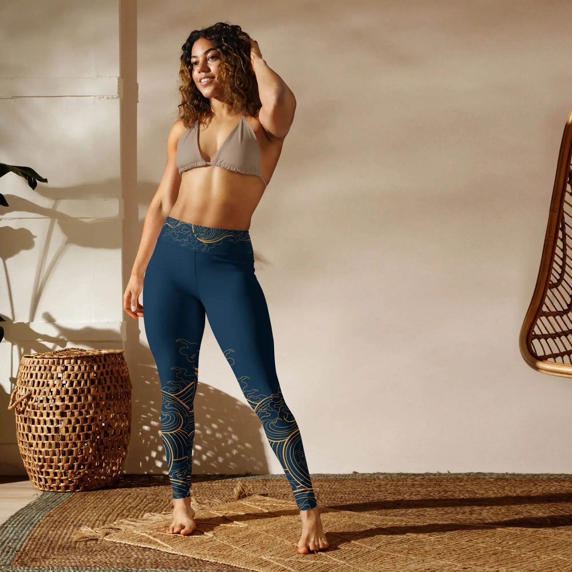 Leggings "Ocean One" "Golden Waves" design