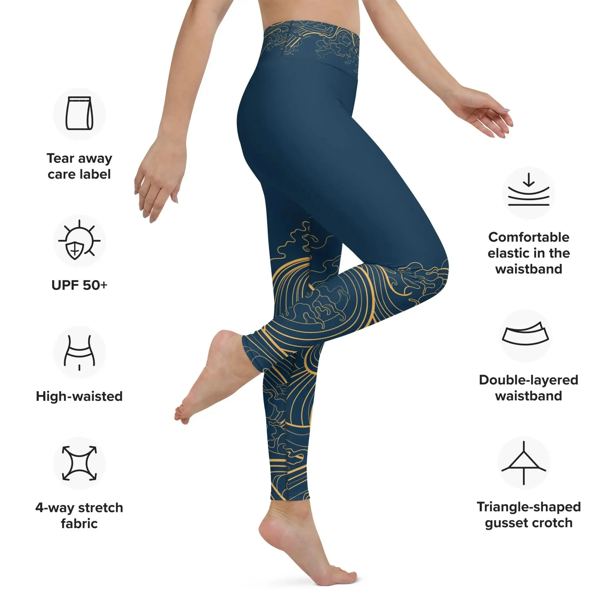 Leggings "Ocean One" "Golden Waves" design
