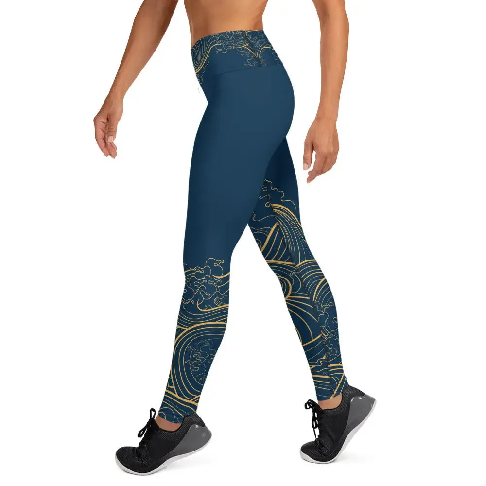 Leggings "Ocean One" "Golden Waves" design