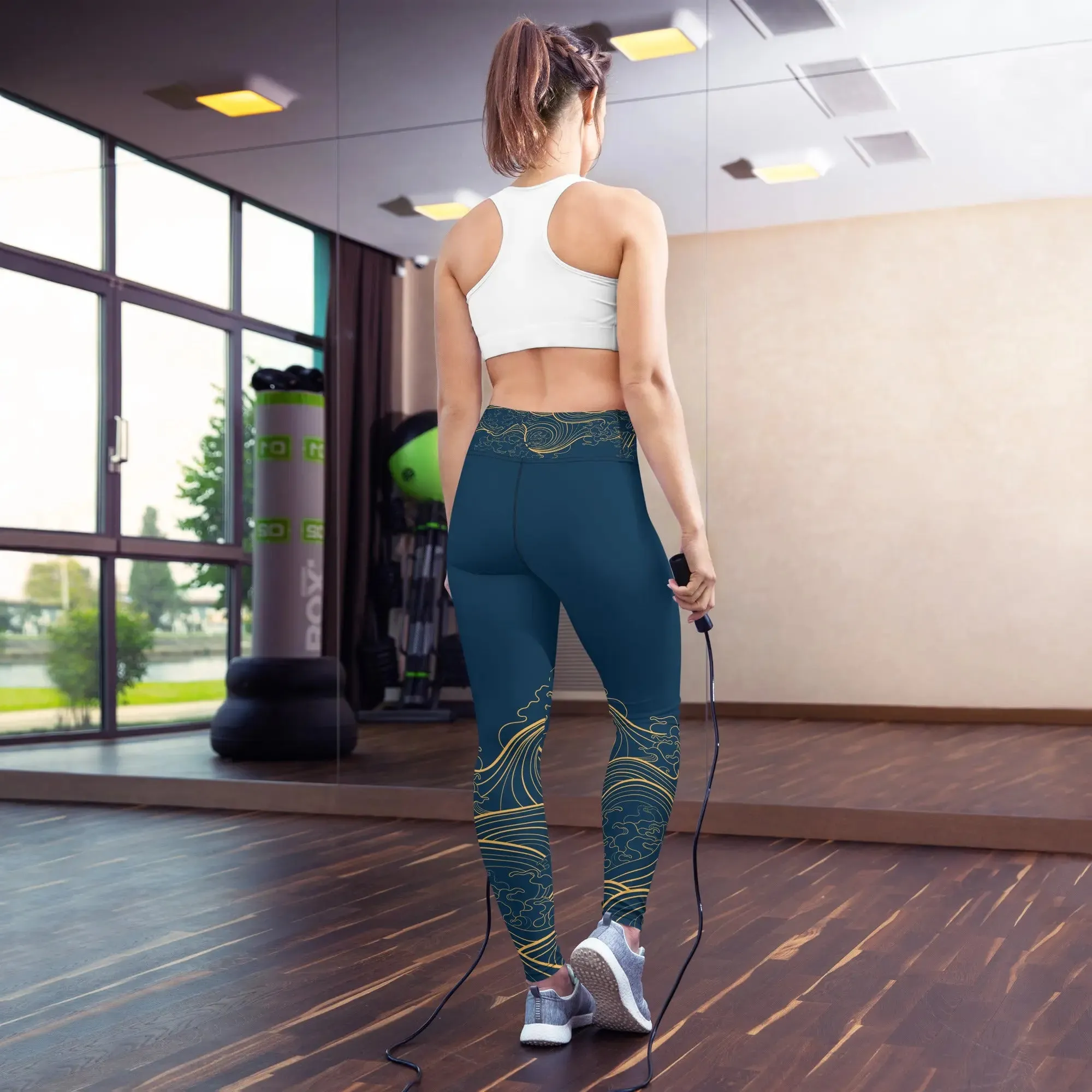 Leggings "Ocean One" "Golden Waves" design
