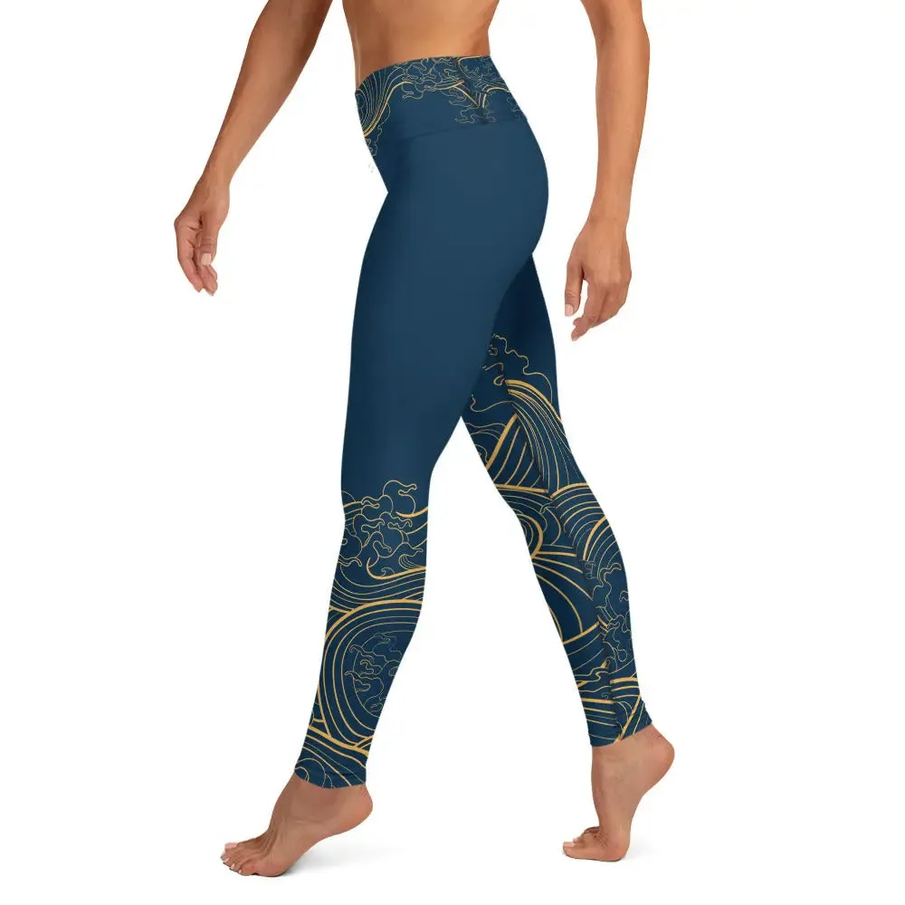 Leggings "Ocean One" "Golden Waves" design