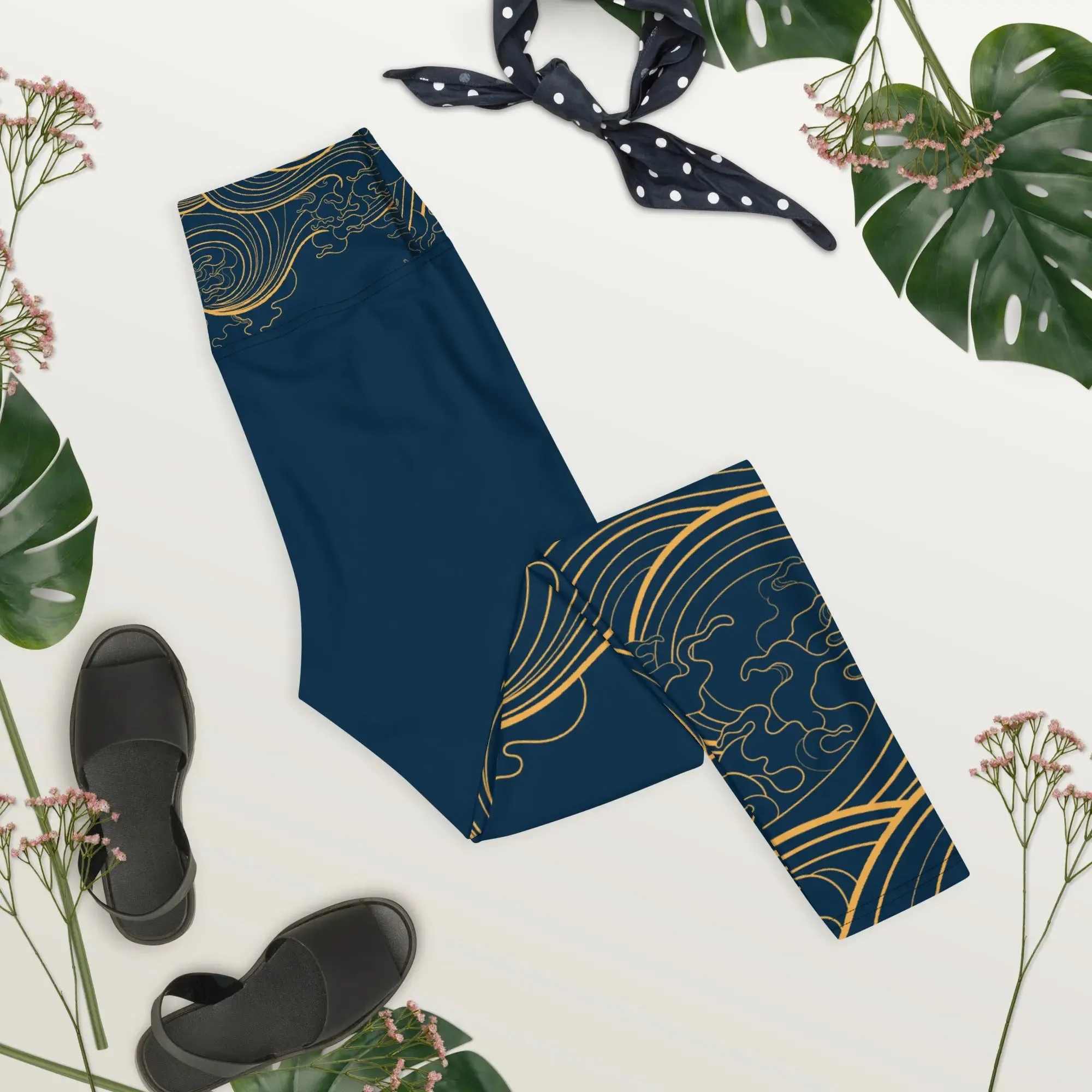 Leggings "Ocean One" "Golden Waves" design