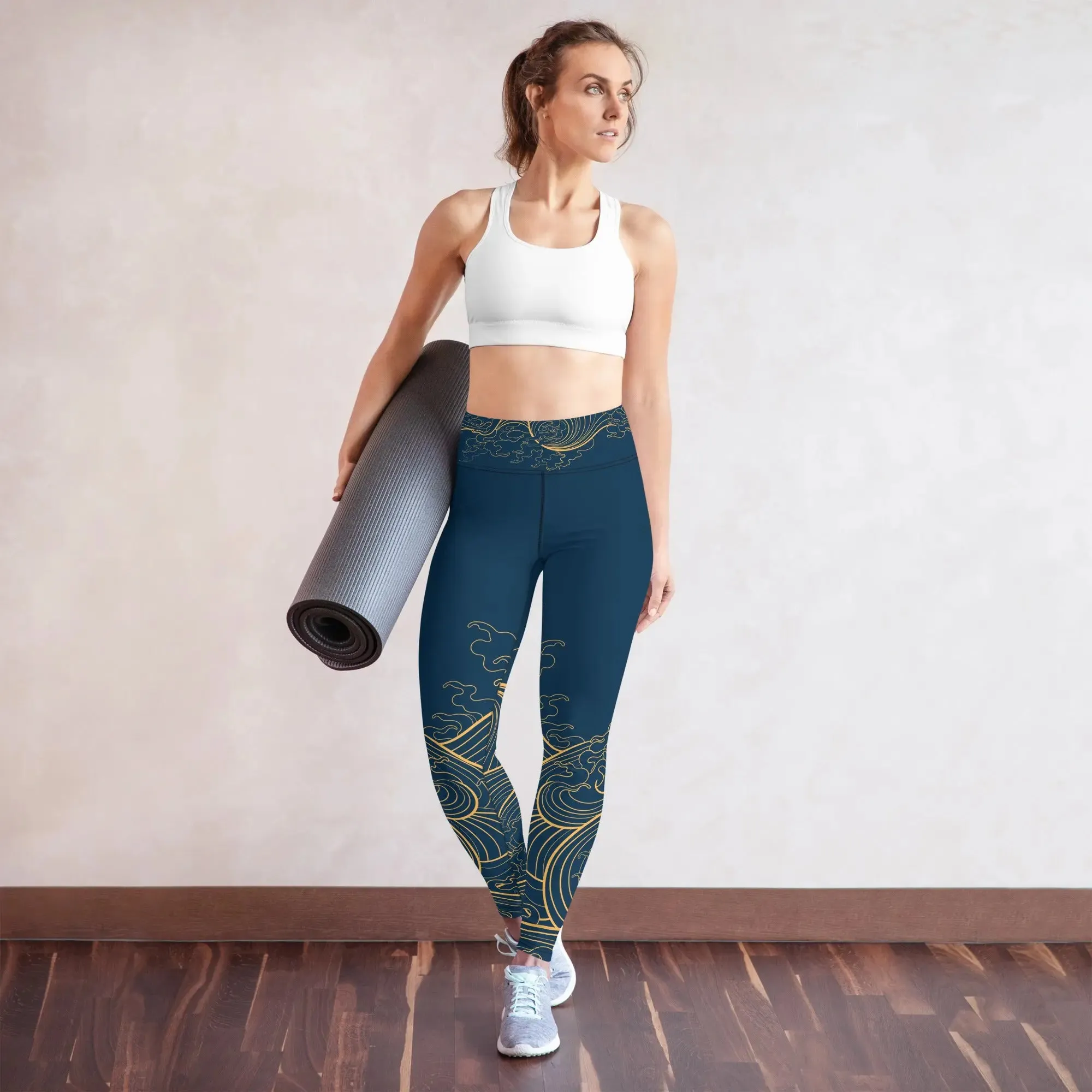 Leggings "Ocean One" "Golden Waves" design