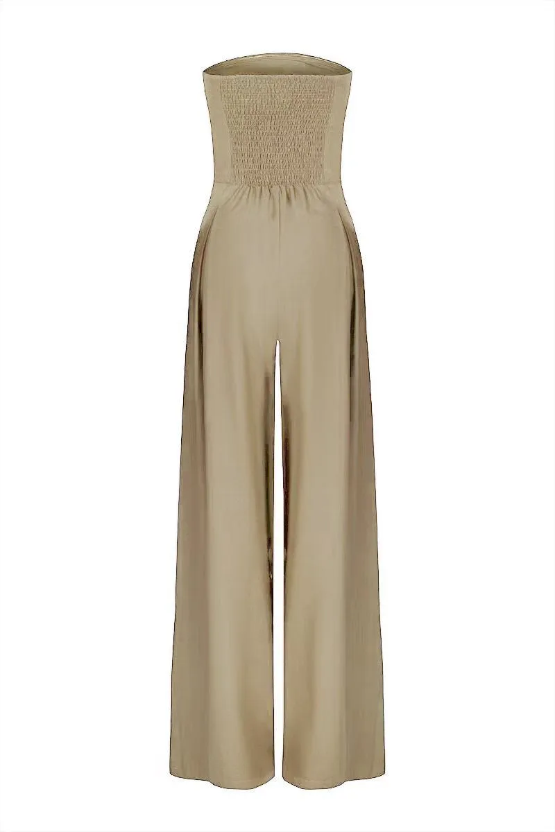 Loose Tube-top Jumpsuit Ins Fashion Backless Wide Leg Long Pants Overalls Women's Clothing