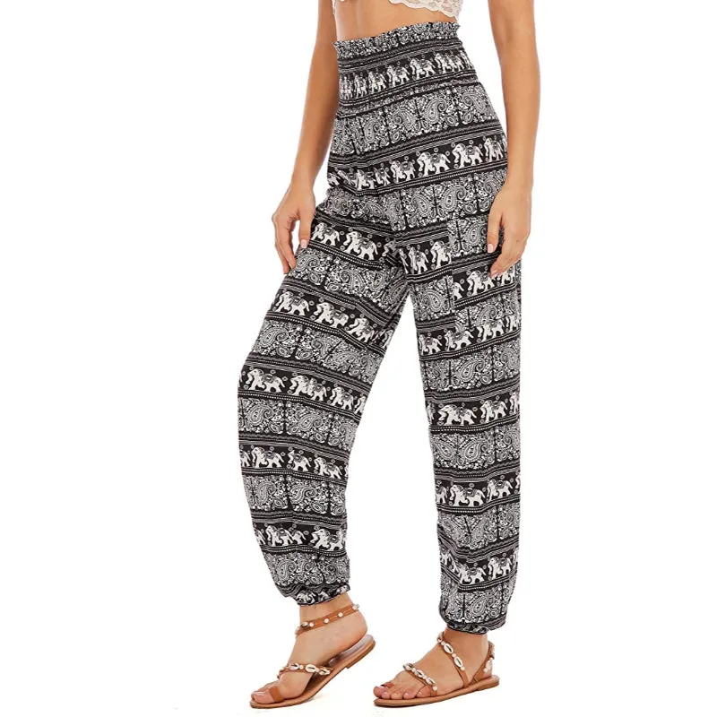 Women's Harem Pants, High Waist Yoga Boho Trousers with Pockets